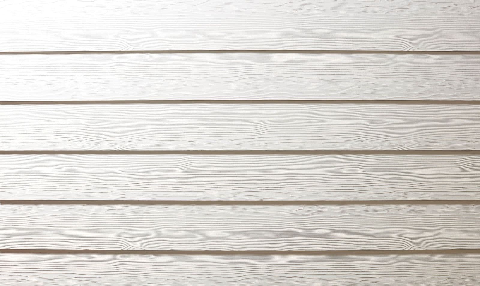 Close-up of Allura Lap Siding in Traditional texture, Snow colour.