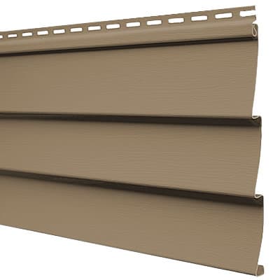 Mitten T3 triple-course horizontal vinyl siding profile in Khaki Brown.